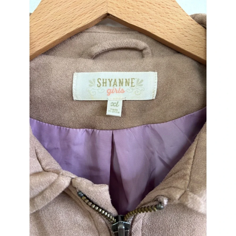 Shyanne Girls Tan Faux Suede Fringe Western Zip Up Jacket Brown XL
